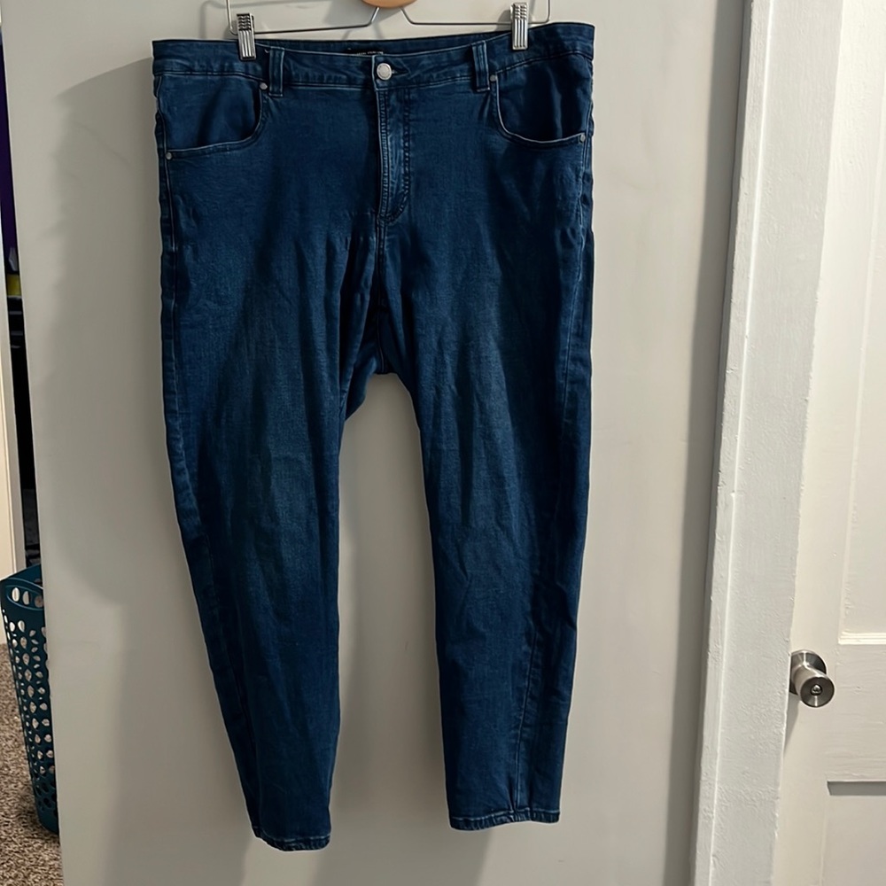 Universal standard skinny jeans, medium blue, with functional pockets, size 18